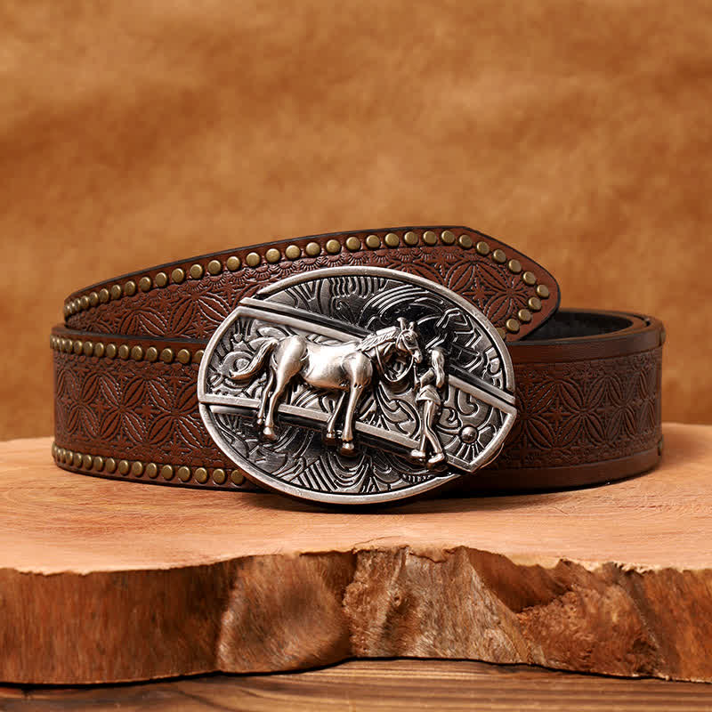Men's DIY Cowgirl Hidden Folding Knife Leather Belt