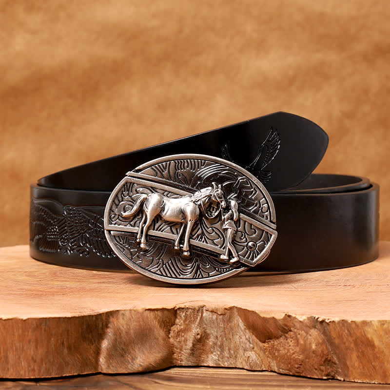 Men's DIY Cowgirl Hidden Folding Knife Leather Belt