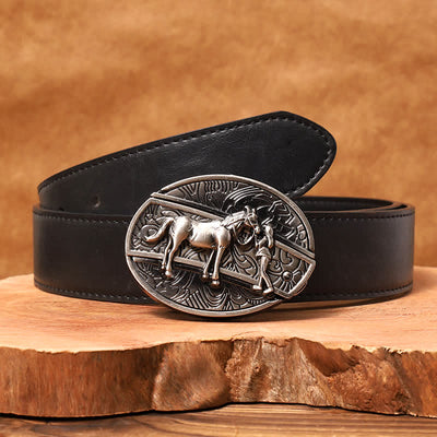 Men's DIY Cowgirl Hidden Folding Knife Leather Belt