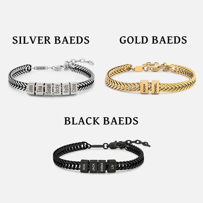 Custom Bead Family Name Daddy Stainless Steel Bracelet
