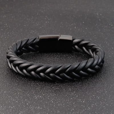 Custom Name Braided Leather Bracelet With Magnetic Clasp