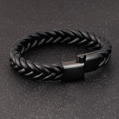Custom Name Braided Leather Bracelet With Magnetic Clasp