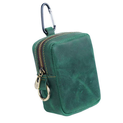 Cube Outdoor Zipper Coin Genuine Leather Mini Belt Bag