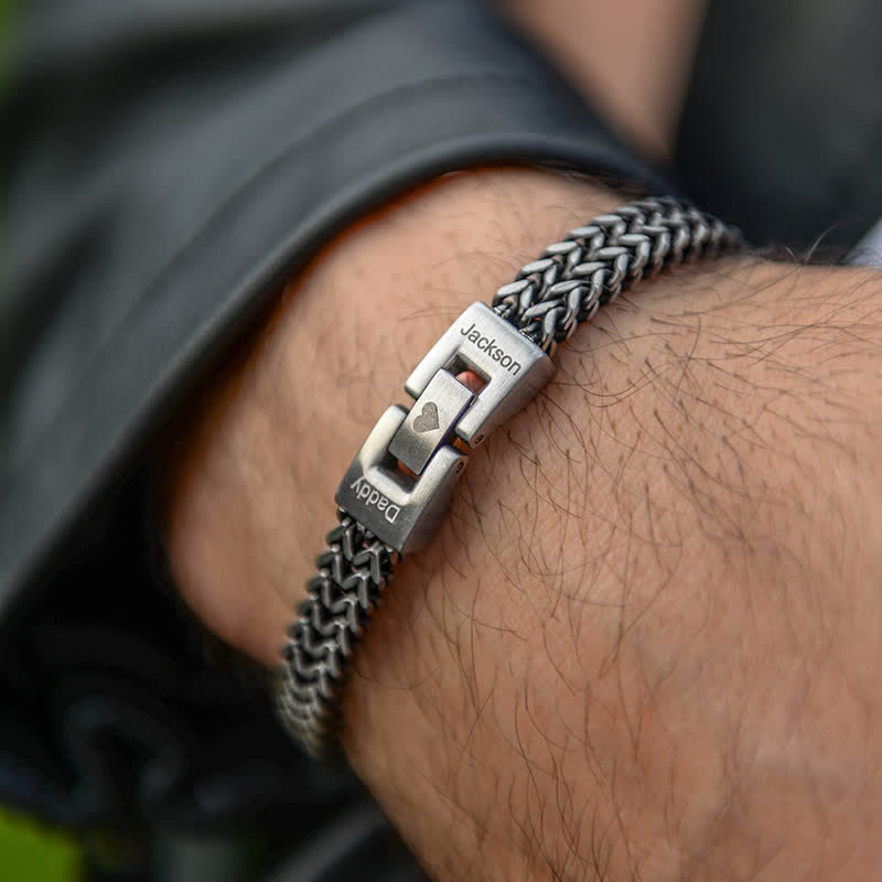 Foxtail Chain Weave Custom Name Stainless Steel Bracelet
