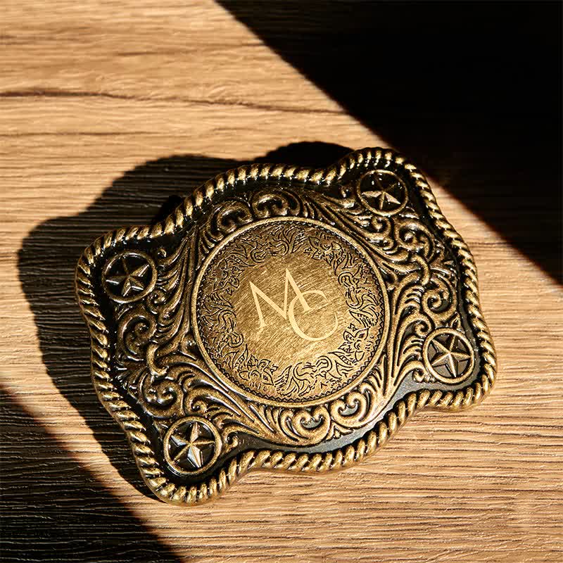 Custom Monogram Name DIY Carved Western Buckle Leather Belt