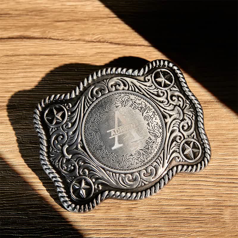 Custom Monogram Name DIY Carved Western Buckle Leather Belt