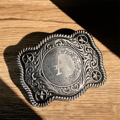 Custom Monogram Name DIY Carved Western Buckle Leather Belt