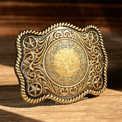 Custom Monogram Name DIY Carved Western Buckle Leather Belt