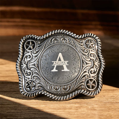 Custom Monogram Name DIY Carved Western Buckle Leather Belt