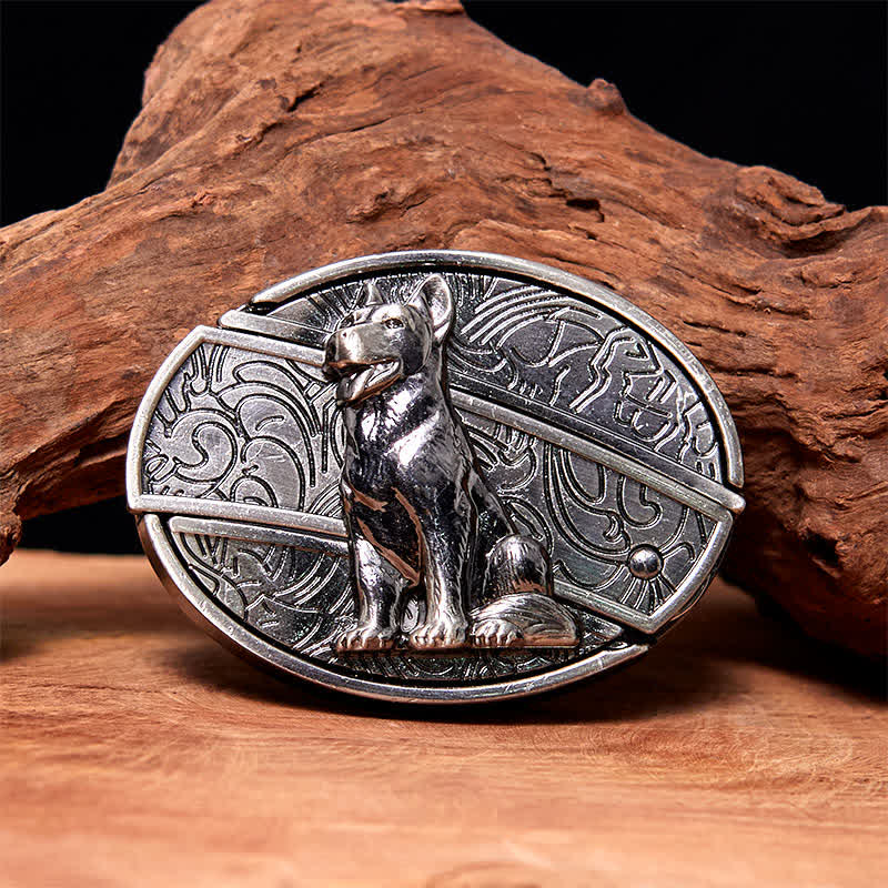 Men's DIY Loyal Dog Hidden Folding Knife Leather Belt