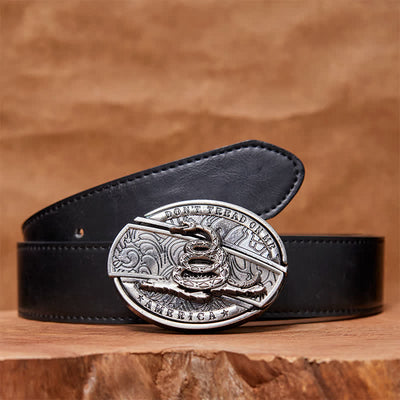Men's DIY Black Mamba Hidden Folding Knife Leather Belt