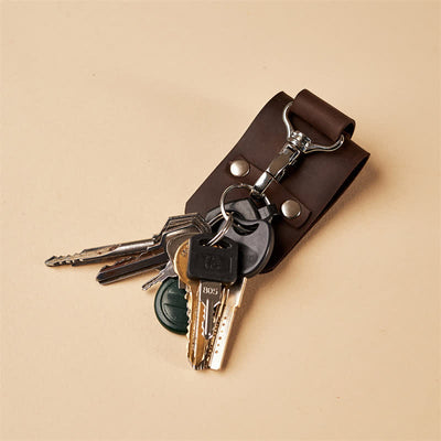 Retro Distressed Leather Belt Loop Keychain