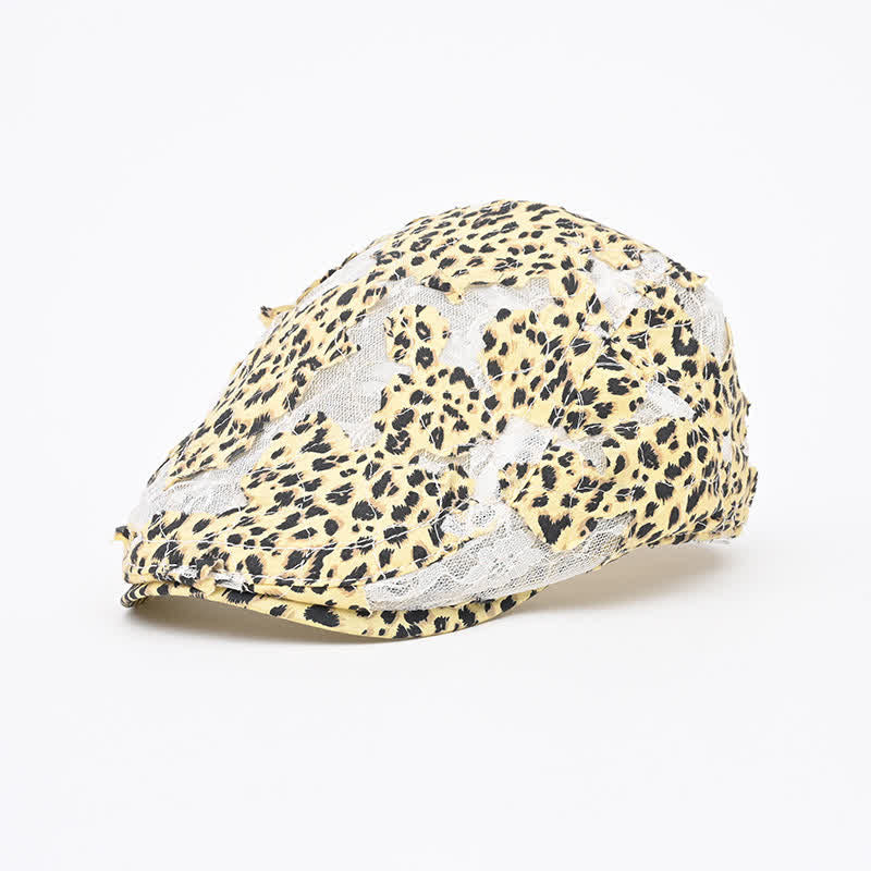 Retro Aged Perforated Mesh Fabric Beret Hat