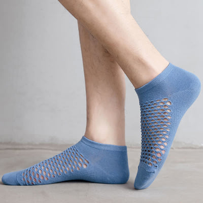 Summer Breathable Thin Mesh Solid Color Short Socks