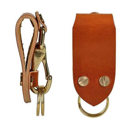 Orange Brown Practical  Belt Loop Leather Keychain
