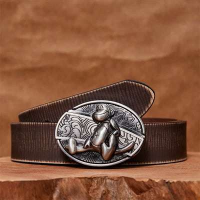 Men's DIY Monkey Hidden Folding Knife Leather Belt