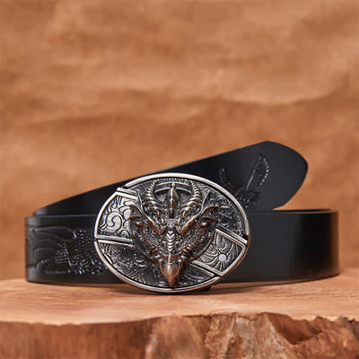 Men's DIY Sharp Dragon Hidden Folding Knife Leather Belt