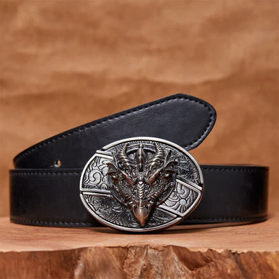 Men's DIY Sharp Dragon Hidden Folding Knife Leather Belt