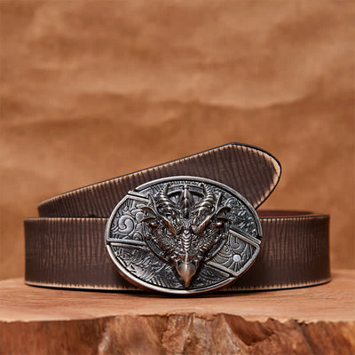 Men's DIY Sharp Dragon Hidden Folding Knife Leather Belt