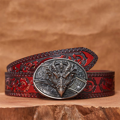 Men's DIY Sharp Dragon Hidden Folding Knife Leather Belt
