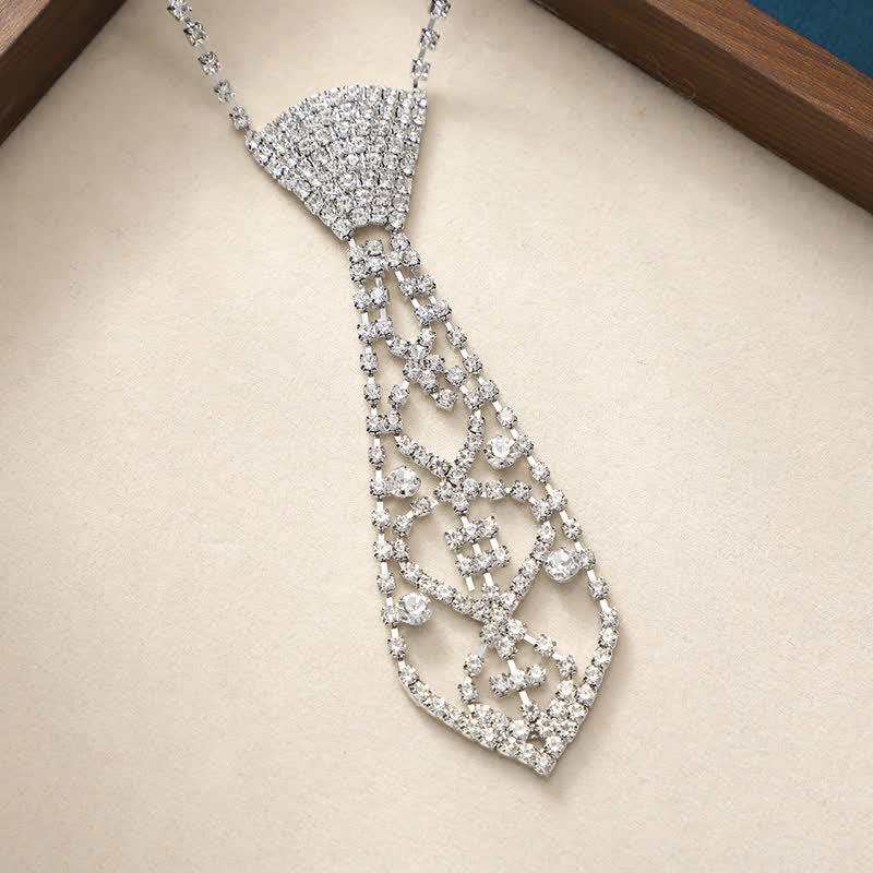 Crystal Rhinestone Party Jewelry Creative Necktie Necklace