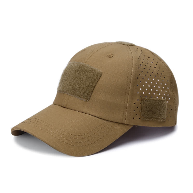Velcro Glasses Hole Breathable Camouflage Baseball Cap