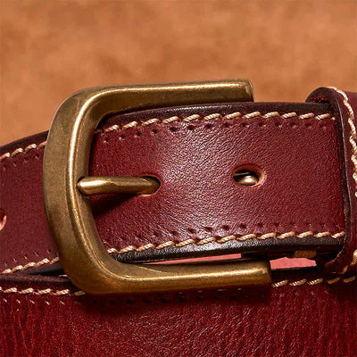 Men's Luxury Stitched Cowhide Leather Belt