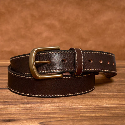 Men's Luxury Stitched Cowhide Leather Belt