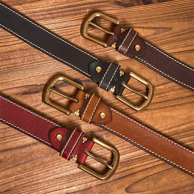 Men's Luxury Stitched Cowhide Leather Belt