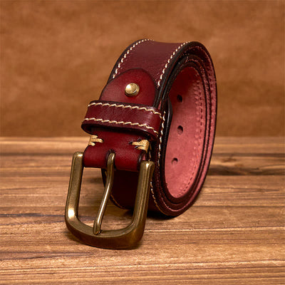 Men's Luxury Stitched Cowhide Leather Belt