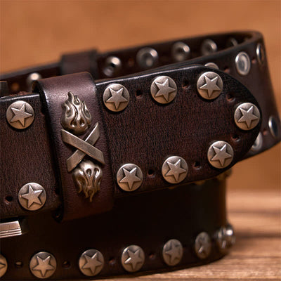 Punk Biker Rivet Studded Handmade Leather Belt