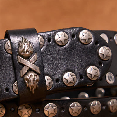 Punk Biker Rivet Studded Handmade Leather Belt