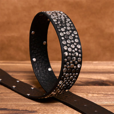 Punk Asymmetric Round Rivet Studded Leather Belt