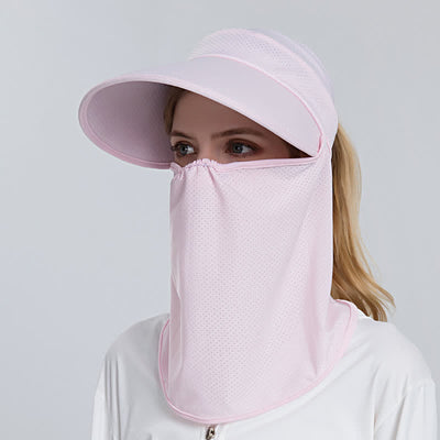 2pcs Women's Ponytail Mesh Sun Visor Cap with Removable Flap