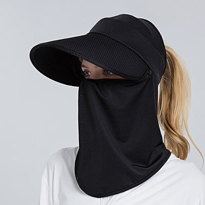 2pcs Women's Ponytail Mesh Sun Visor Cap with Removable Flap