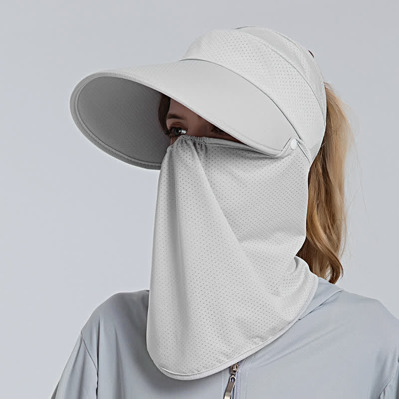2pcs Women's Ponytail Mesh Sun Visor Cap with Removable Flap