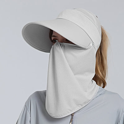 2pcs Women's Ponytail Mesh Sun Visor Cap with Removable Flap