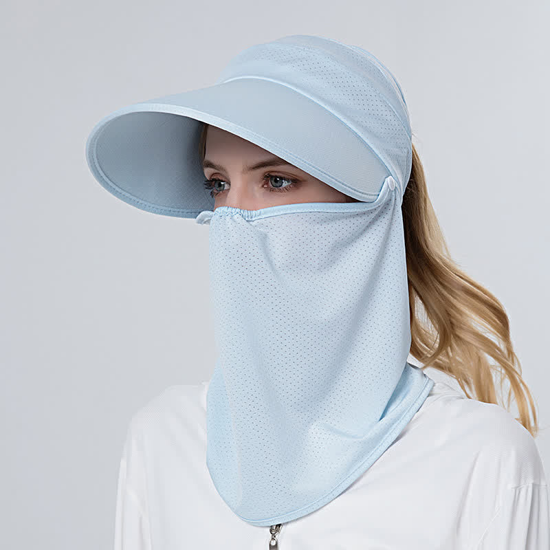 2pcs Women's Ponytail Mesh Sun Visor Cap with Removable Flap