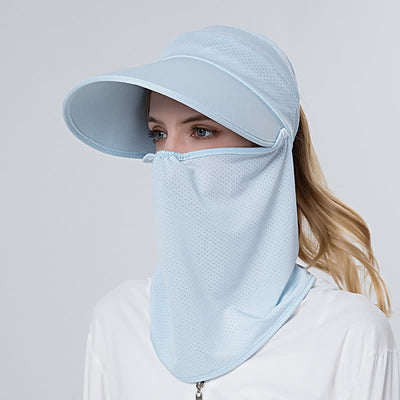 2pcs Women's Ponytail Mesh Sun Visor Cap with Removable Flap
