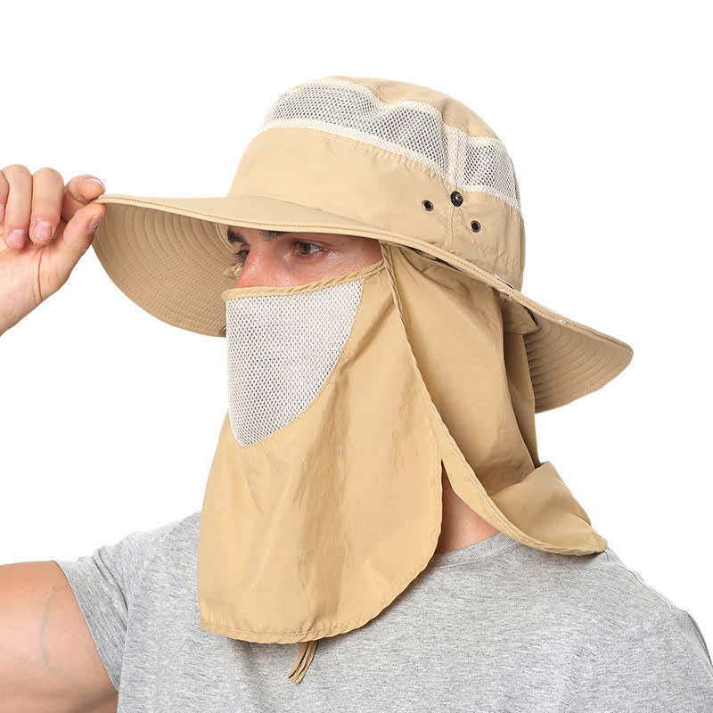 Outdoor Sun Protection Fishing Bucket Hat With Mesh Veil