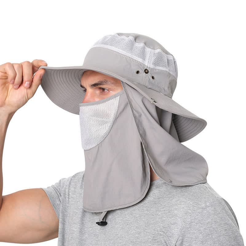 Outdoor Sun Protection Fishing Bucket Hat With Mesh Veil