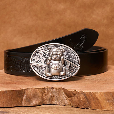 Men's DIY Piglet Hidden Folding Knife Leather Belt