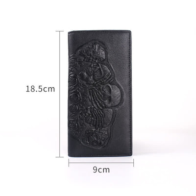 Punk Rock Black Rose & Skull Pattern Leather Wallet