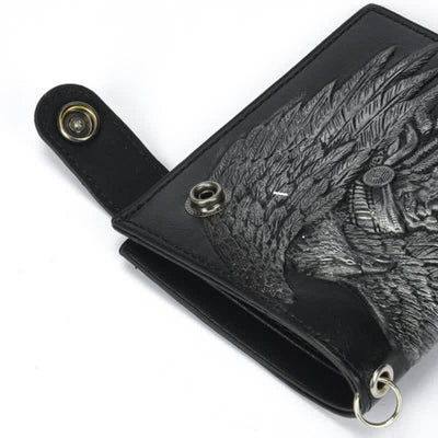 Gothic Chain Five-pointed Star Buckle Indian Pattern Leather Wallet