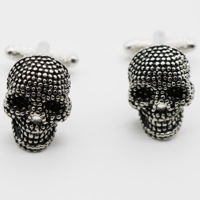 Men's 1 Pair Silver-Tone Punk Skull Head Cufflinks - image 3