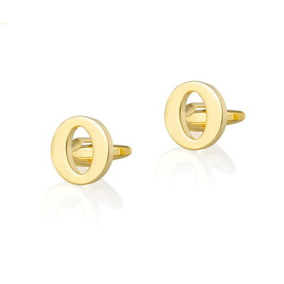 1 Pair Men's Gold Plated Initial Letter 26 Alphabet Cufflinks