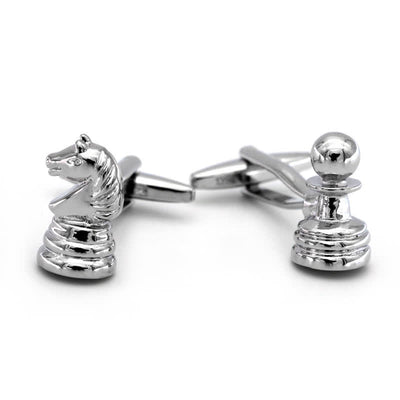 Men's 1 Pair Horse-Head Chess Silver-Tone Cufflinks