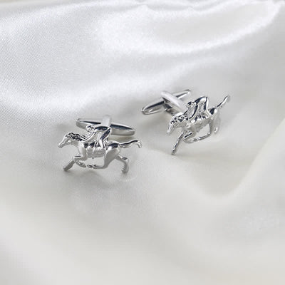 Men's 1 Pair Horseback Riding Silver-tone Cufflinks