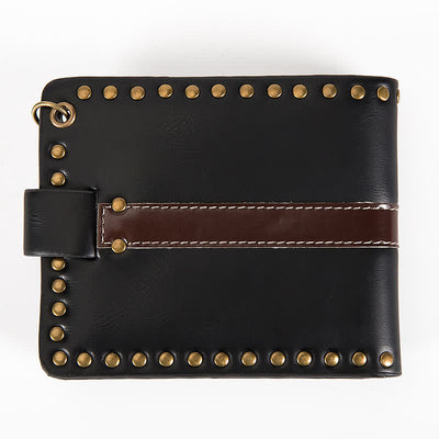 Skull Buckle Vintage Cross Chain Leather Wallet
