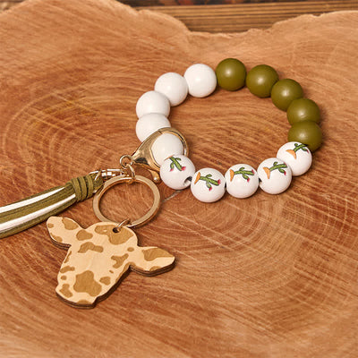 Cow Wooden Beads Wristlet Western Bracelet With Tassel